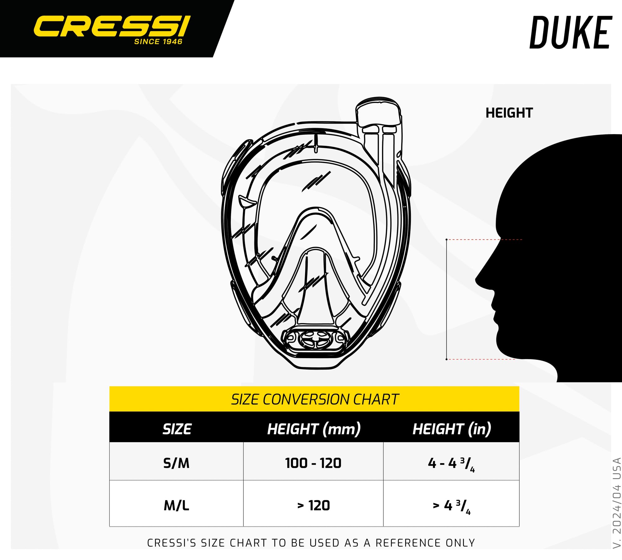 Cressi Duke Dry, Clearblue, Sm