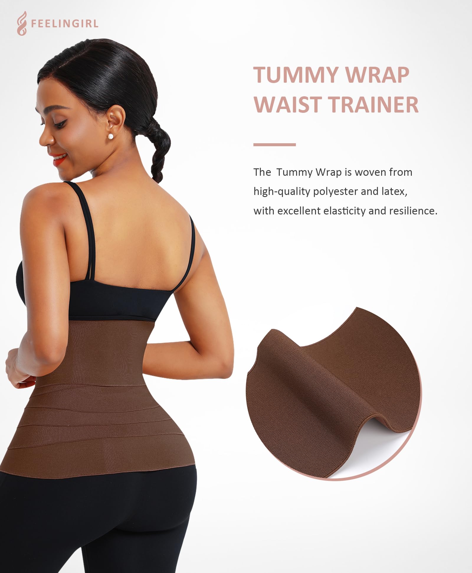 Feelingirl Waist Trainer For Women Bandage Wrap Sauna Belt Long Torso Tummy Wraps Belly Body Shaper Waist Trimmer Belt