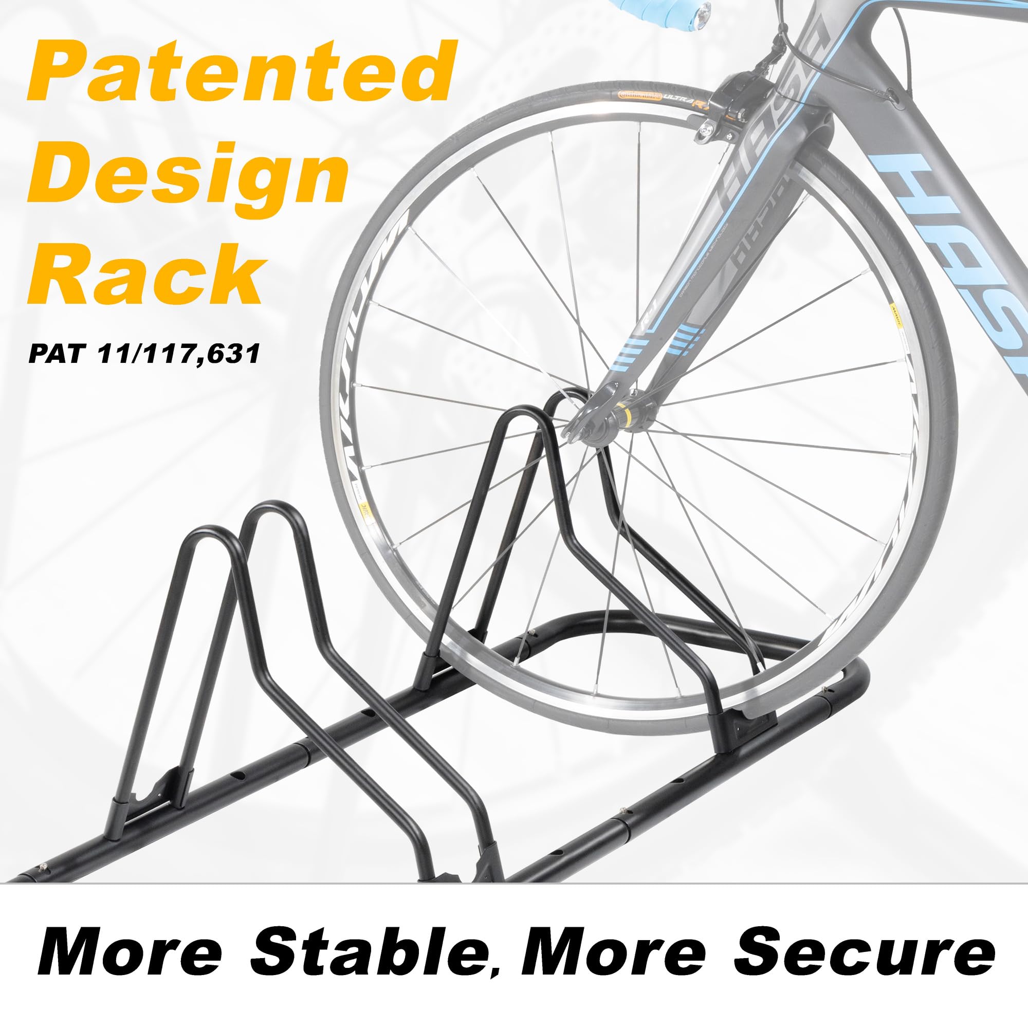 Cyclingdeal 3 Bicycle Floor Type Parking Rack Stand - For Mountain Mtb And Road Bike Indoor Garage Storage - 3 Bikes