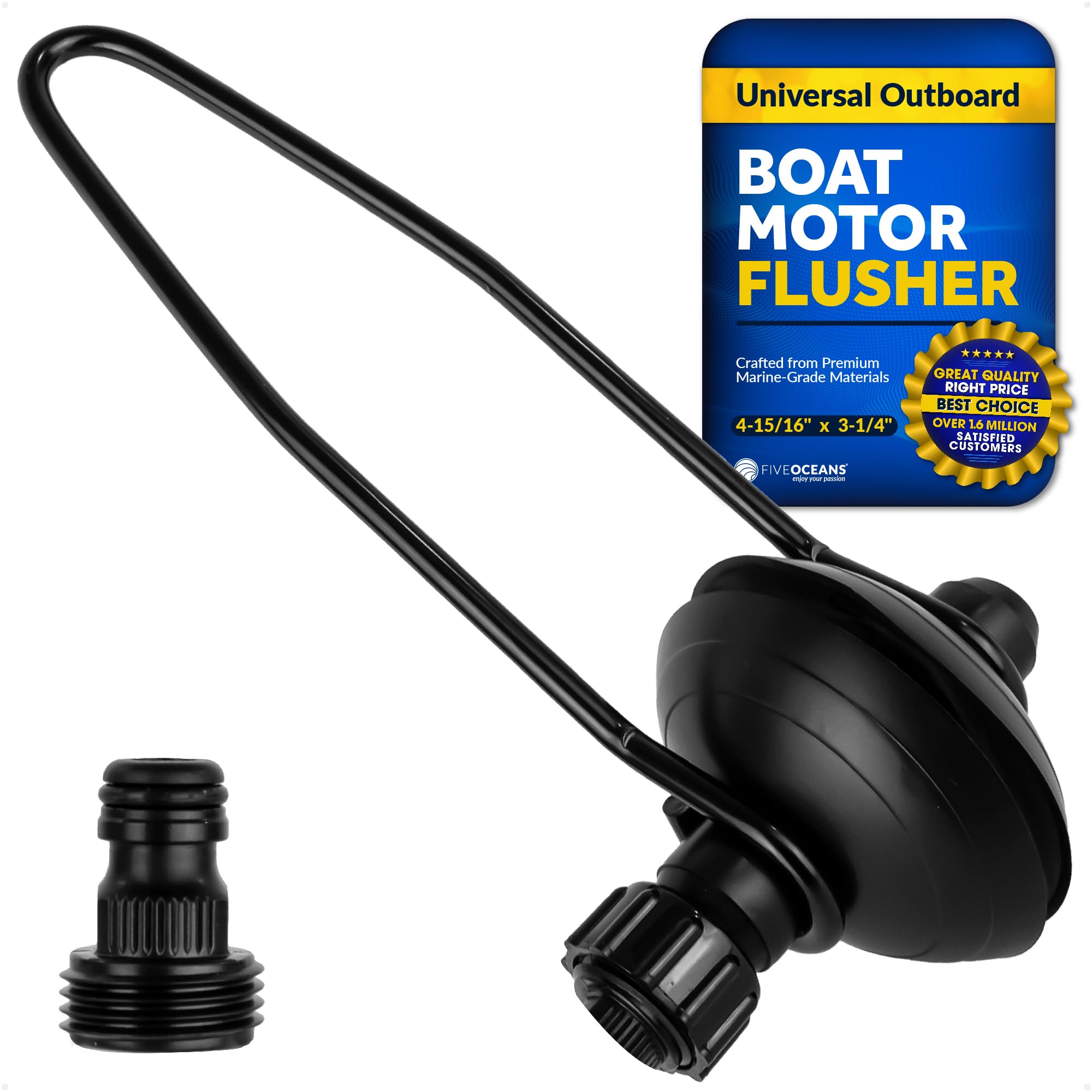 Five Oceans Outboard Motor Muffs, Universal Outboard Motor Flusher, Black Pvc Marine Grade Round Muffs, Coated Steel Bracket, In