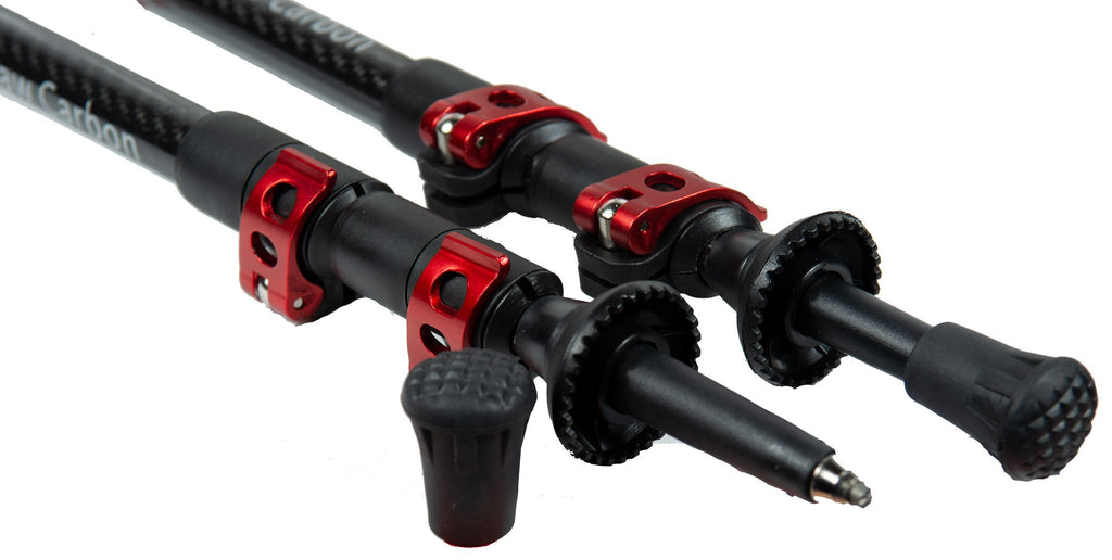 Mons Peak Ix Tiger Paw Carbon Trekking Poles, Black, Adjustable Height