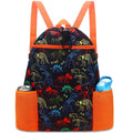 RHCPFOVR Dinosaur Drawstring Backpack for Kids - Drawstring Bags for Girls Swim Bag for Beach Swimming Pool Lightweight Draw Str