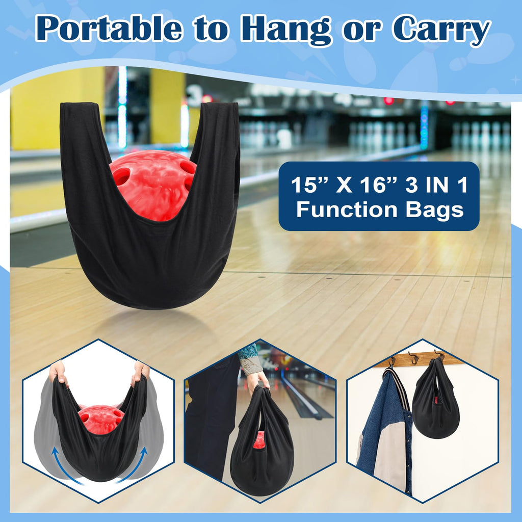 Coitek Bowling Seesaw Bag 2 Pack, Bowling Polisher Bag Carrier Ball Cleaner Holder Bag Bowling Cleaner Towel(Black)