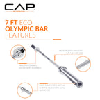 Cap Barbell Classic 7-Foot Olympic Bar, Chrome - New Version (Obis-85)