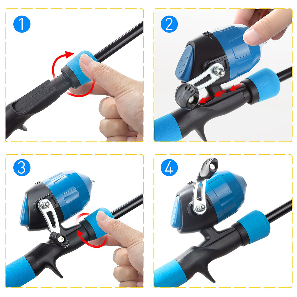 2Pack Kids Fishing Pole Kit, 59'' Telescopic Rod And Reel Beginner Combo With Spincast Reel,Tackle Box, Carrier Bag,Fishing Gear
