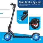 Hiboy 500W Peak Motor Electric Scooter, 19MPH, 22 Miles Long-Range, Foldable Commuter Electric Scooter Adults with Removable Bat