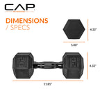 Cap Barbell Cap 50 Lbs Coated Dumbbell Set With Black Handle, 5Lb X2, 20Lb X2