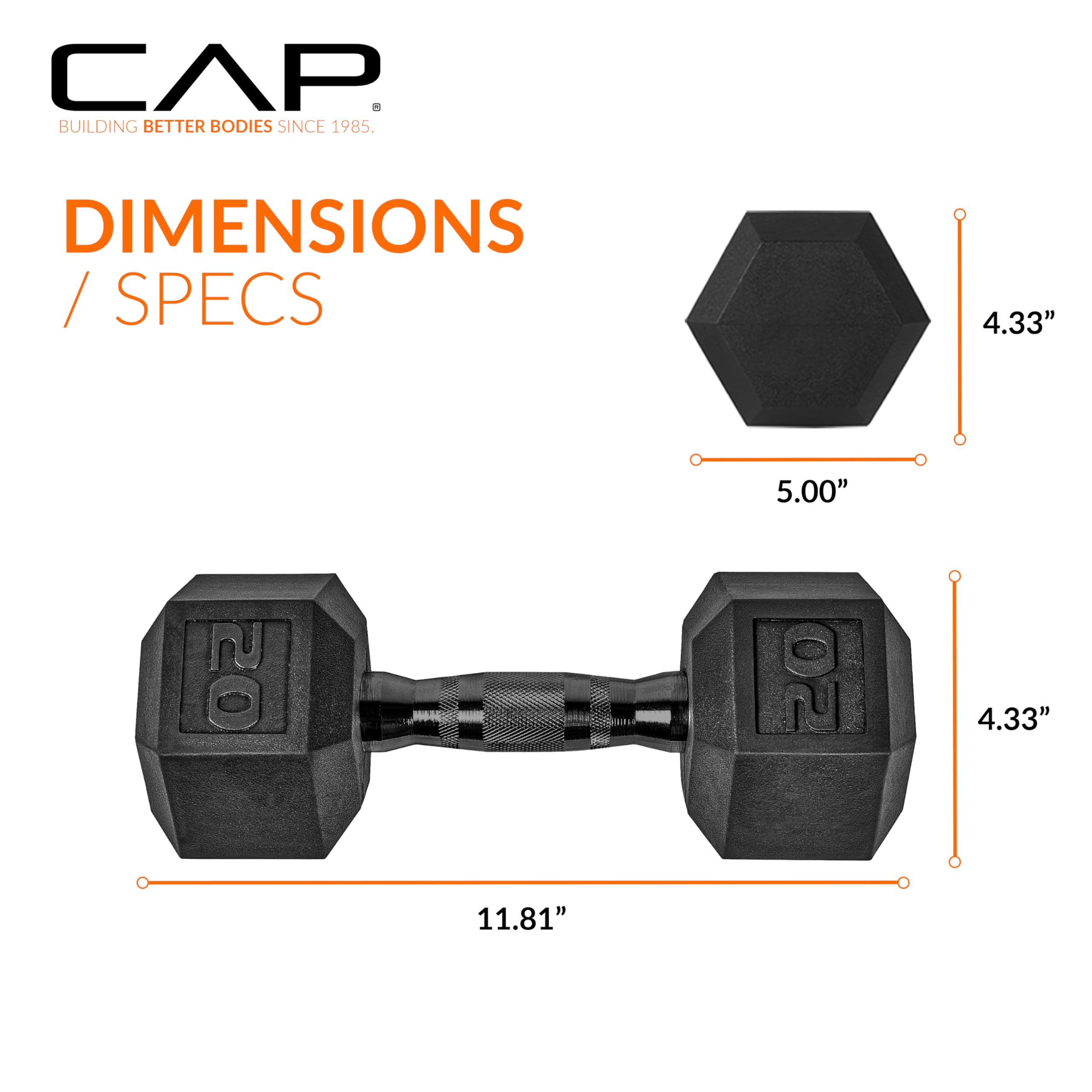 Cap Barbell Cap 50 Lbs Coated Dumbbell Set With Black Handle, 5Lb X2, 20Lb X2