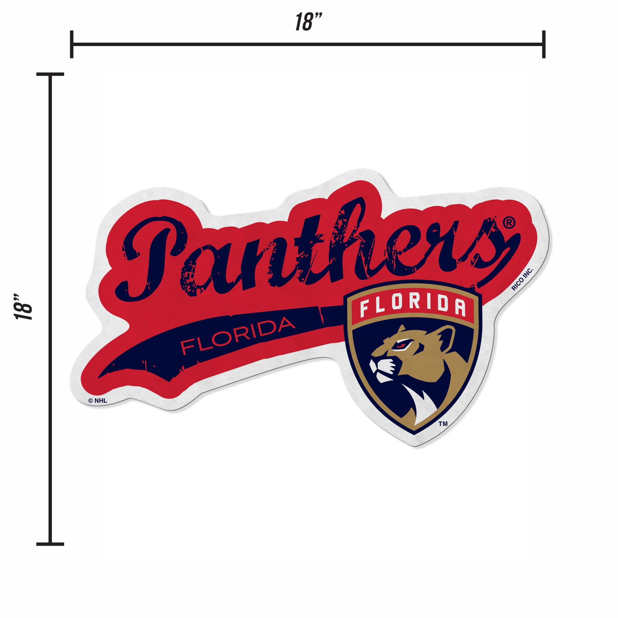 Rico Industries Nhl Florida Panthers Distressed Shape Cut Pennant - Home And Living Room D  Cor - Soft Felt Ez To Hang 18X0.10X1