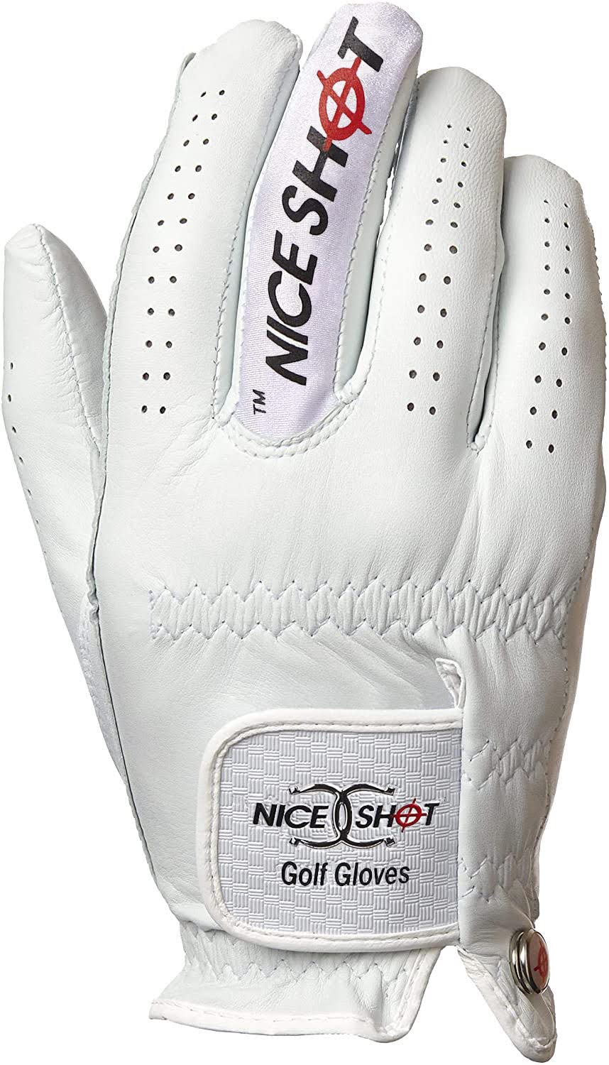 Nice Shot The Bird Golf Glove White Cabretta Leather Men'S Left Hand - Cadet Xlarge