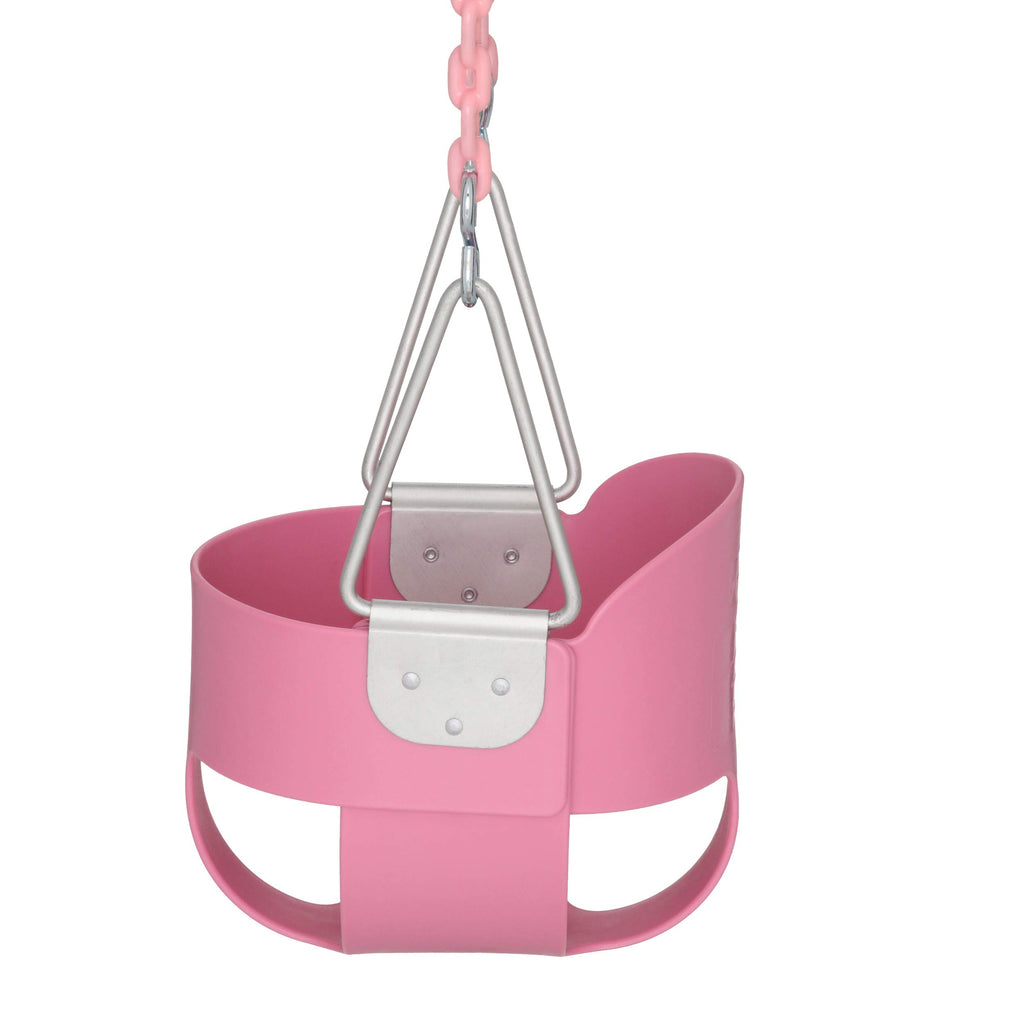 Gorilla Playsets 04-0008-Pk/Pk Full Bucket Toddler Swing, Pink Bucket, Pink 60'' Plastic Coated Chains, 50 Lb Capacity