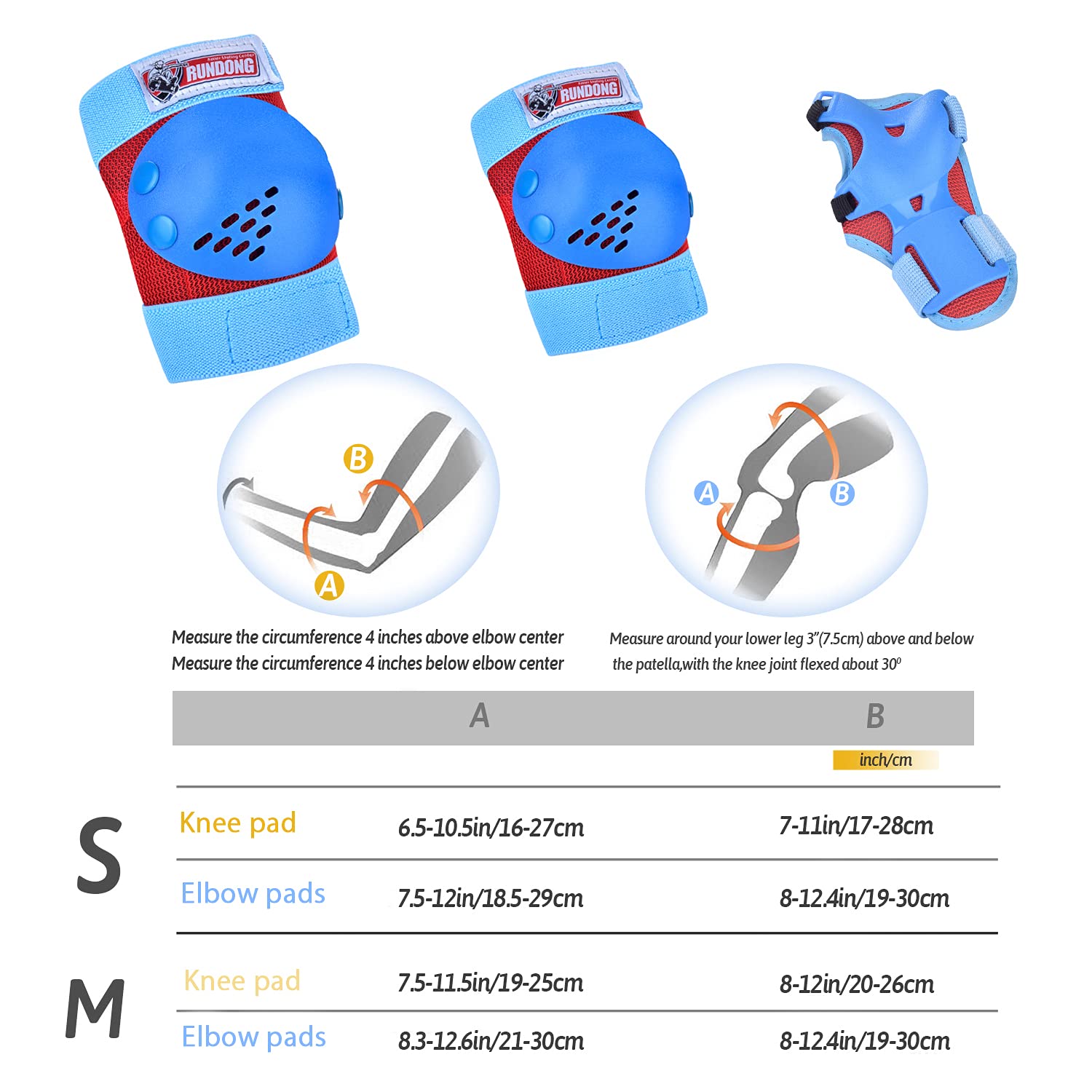 Sohour Home Youth/Kids Knee Pads Elbow Pads Wrist Guards 3 In1Protective Set For 3-15 Years Child Skateboard, Roller Skates, Inl