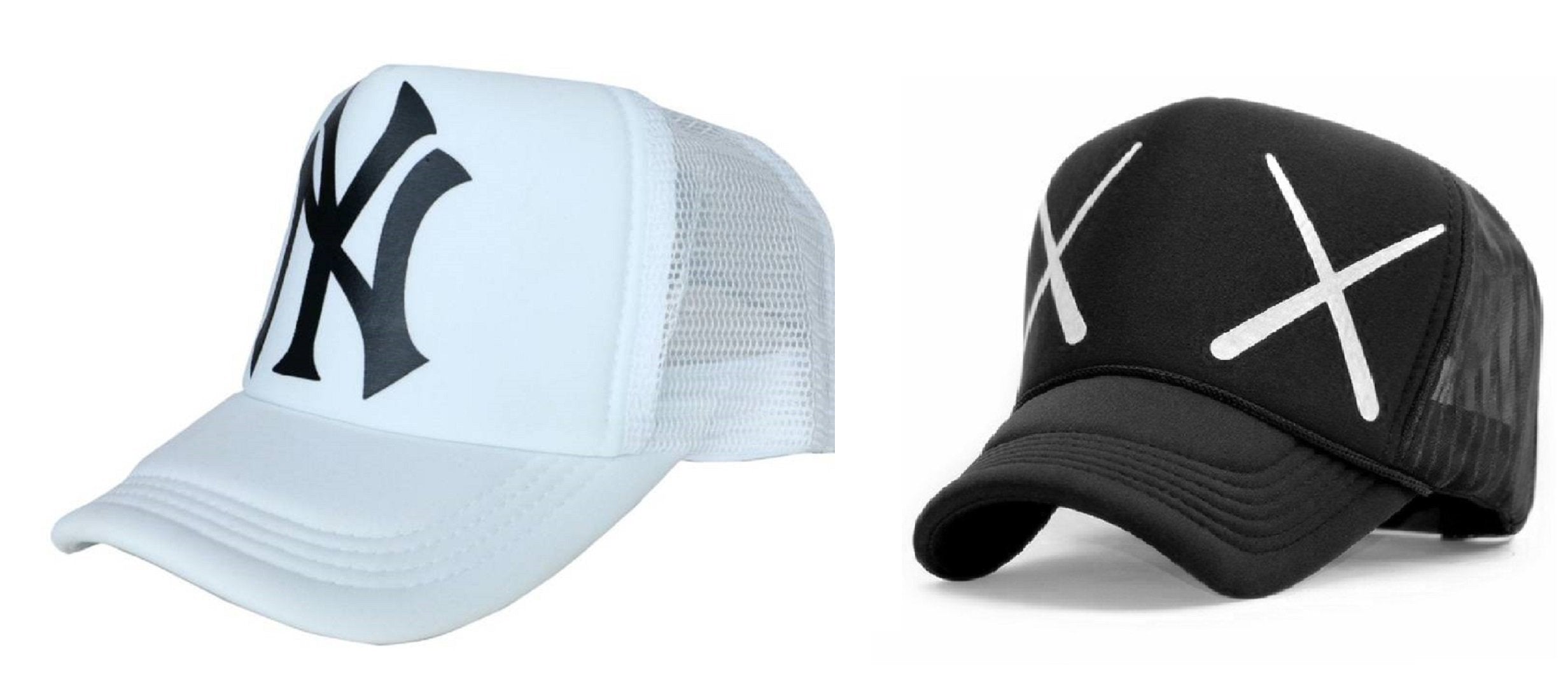 Michelangelo Xx Black Half Net Baseball Cap And White Ny Half Net Unisex Cap Combo