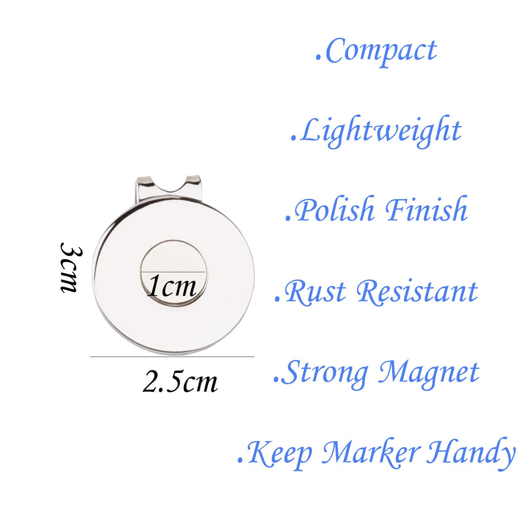 Eshan Magnetic Golf Hat Clips (6 Pcs, Silver) Ball Marker Holder For Golf Gloves Hats Bags Caps Visor Belt