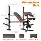 XDDIAS Weight Bench, 6 In 1 Bench Press Squat Rack Weight Bench With Leg Extension And Leg Curl, Weight Benches For Home Gym Wit
