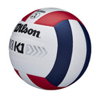 Wilson K1 Silver Indoor Game Volleyball - Official Size, Red/White/Navy