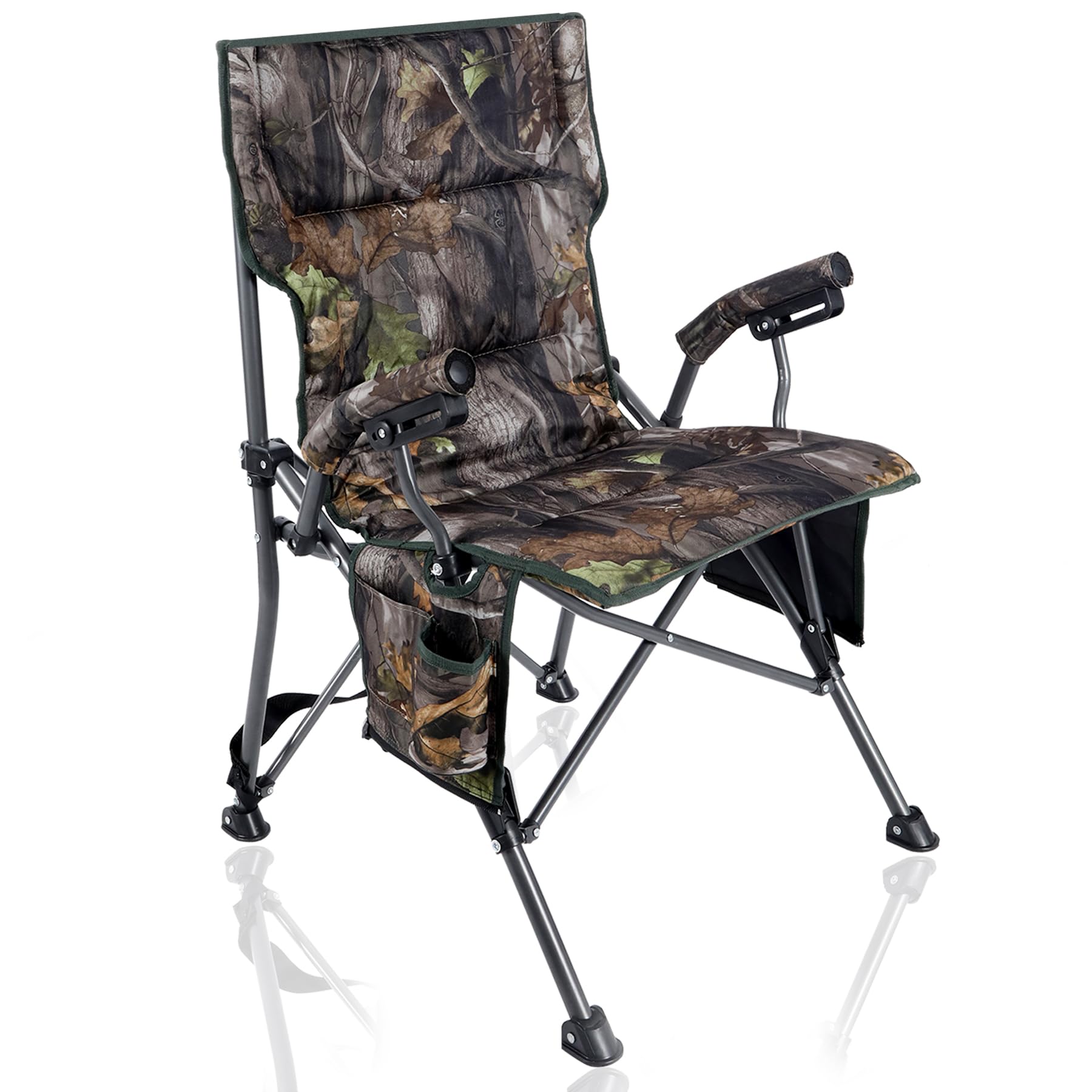 Redcamp Oversized Folding Camping Chair For Adults, Support 330Lbs Heavy Duty Fully Padded Hunting Chair With Cup Holder Side Po