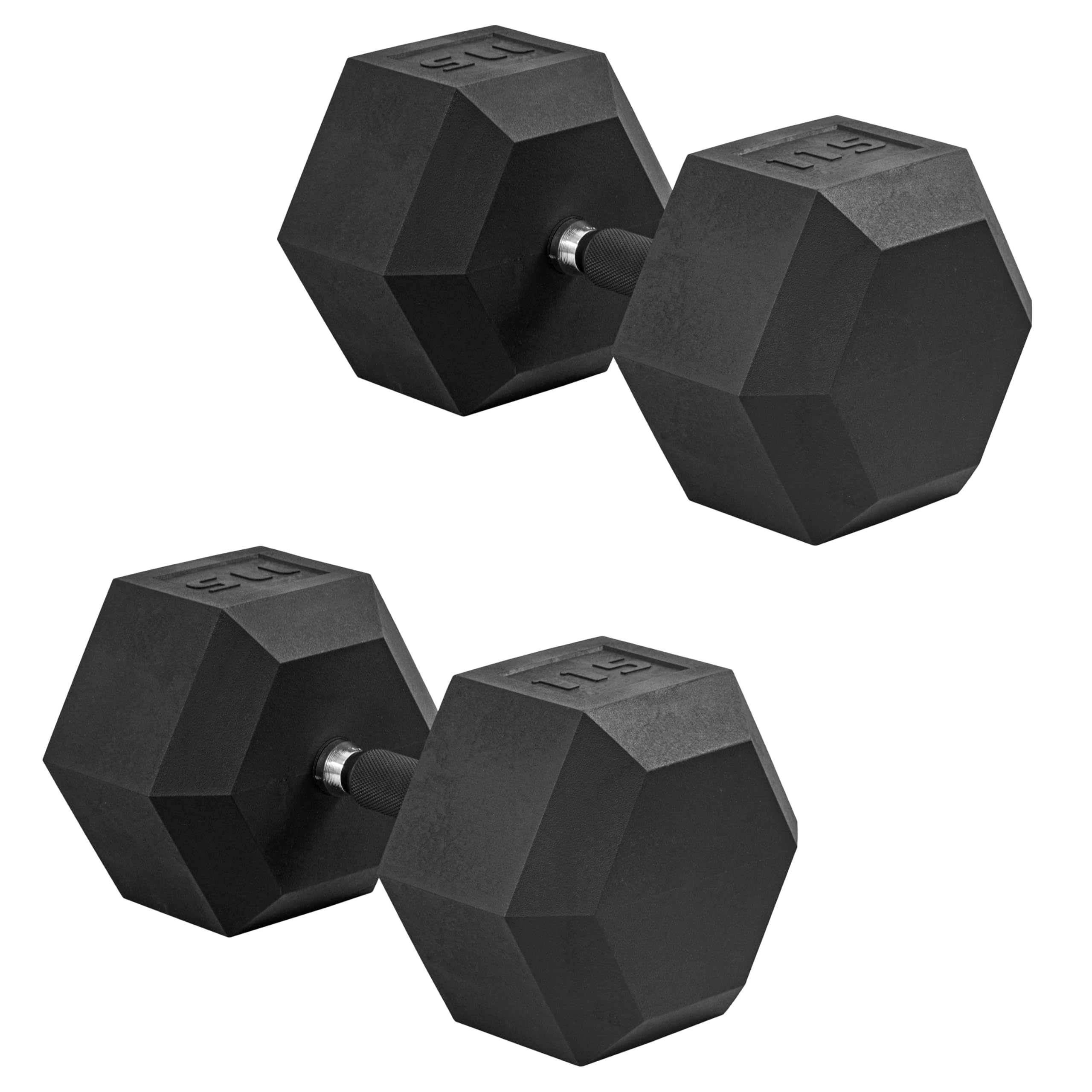 CAP Barbell 115 LB Rubber Coated Hex Dumbbell Hand Weight with Padded Grip - Pair | Comfort Grip
