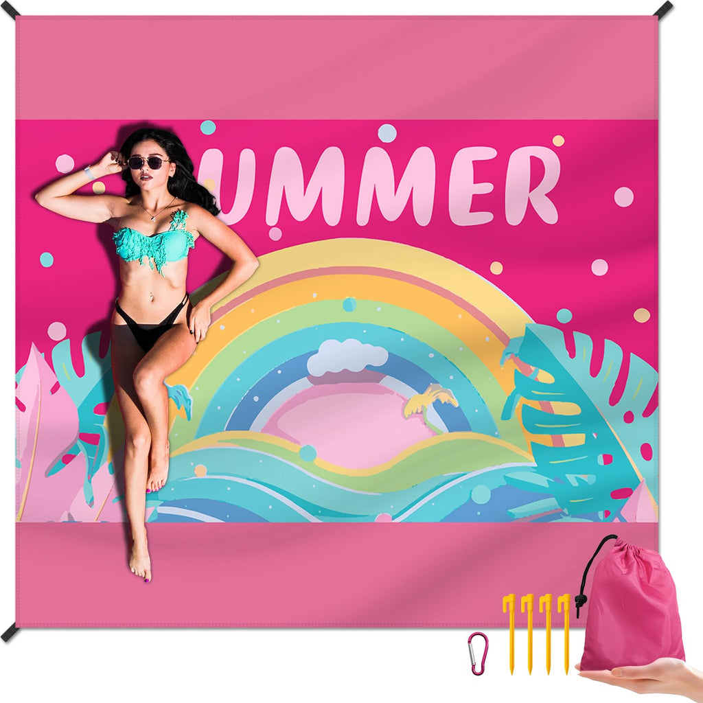Dpwcvm Beach Blanket Waterproof Sandproof Large Beach Mat 79 X 83 For 2-4 Adults Sand Free Mat Quick Drying,Lightweight & Durabl