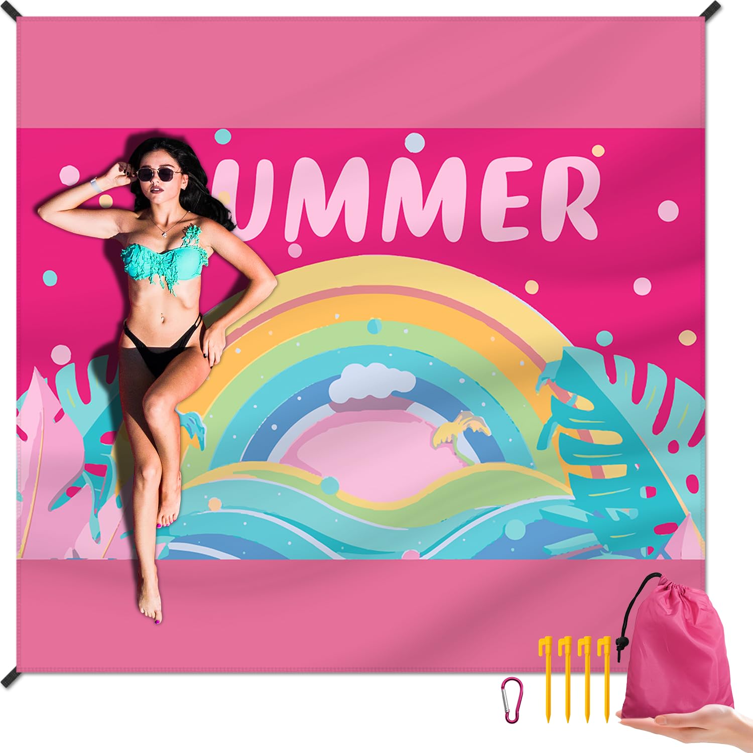 Dpwcvm Beach Blanket Waterproof Sandproof Large Beach Mat 79 X 83 For 2-4 Adults Sand Free Mat Quick Drying,Lightweight & Durabl