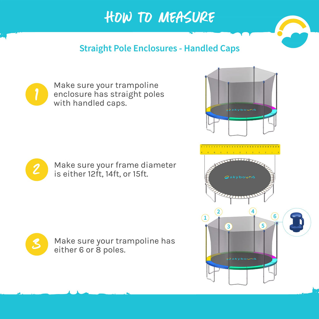 Skybound 15Ft Trampoline Net For Trampolines Using 6 Straight Poles Or 3 Arches (Fits Jump Zone)
