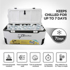 Coho 165Qt Insulated Hard Cooler With Fish Ruler, Removable Cup Holders, Magnetic Disc & Tie-Down Loops, Ice Chest For Camping,
