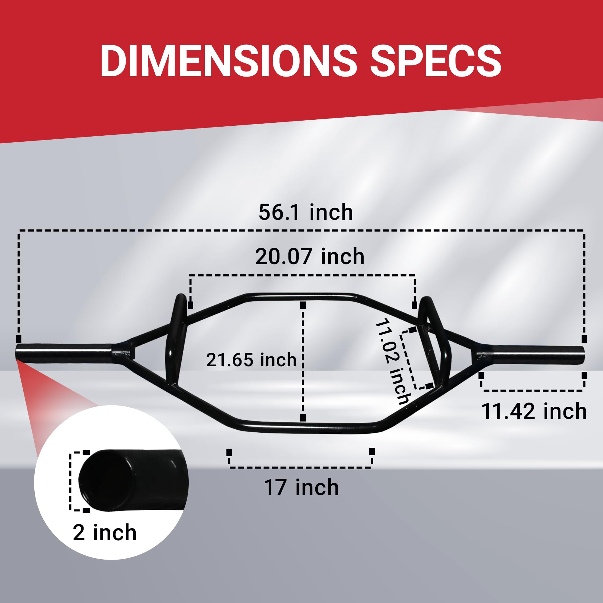Fitvids 2-Inch Olympic Hex Weight Lifting Trap Bar with Long and Rotating Sleeves, Close Design