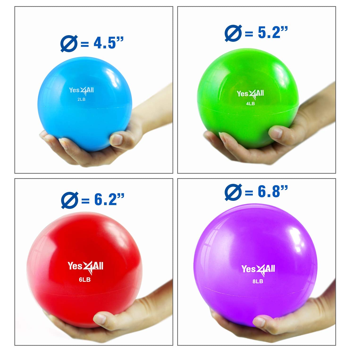 Yes4All Soft Weighted Toning Ball Smooth 2Lb Blue