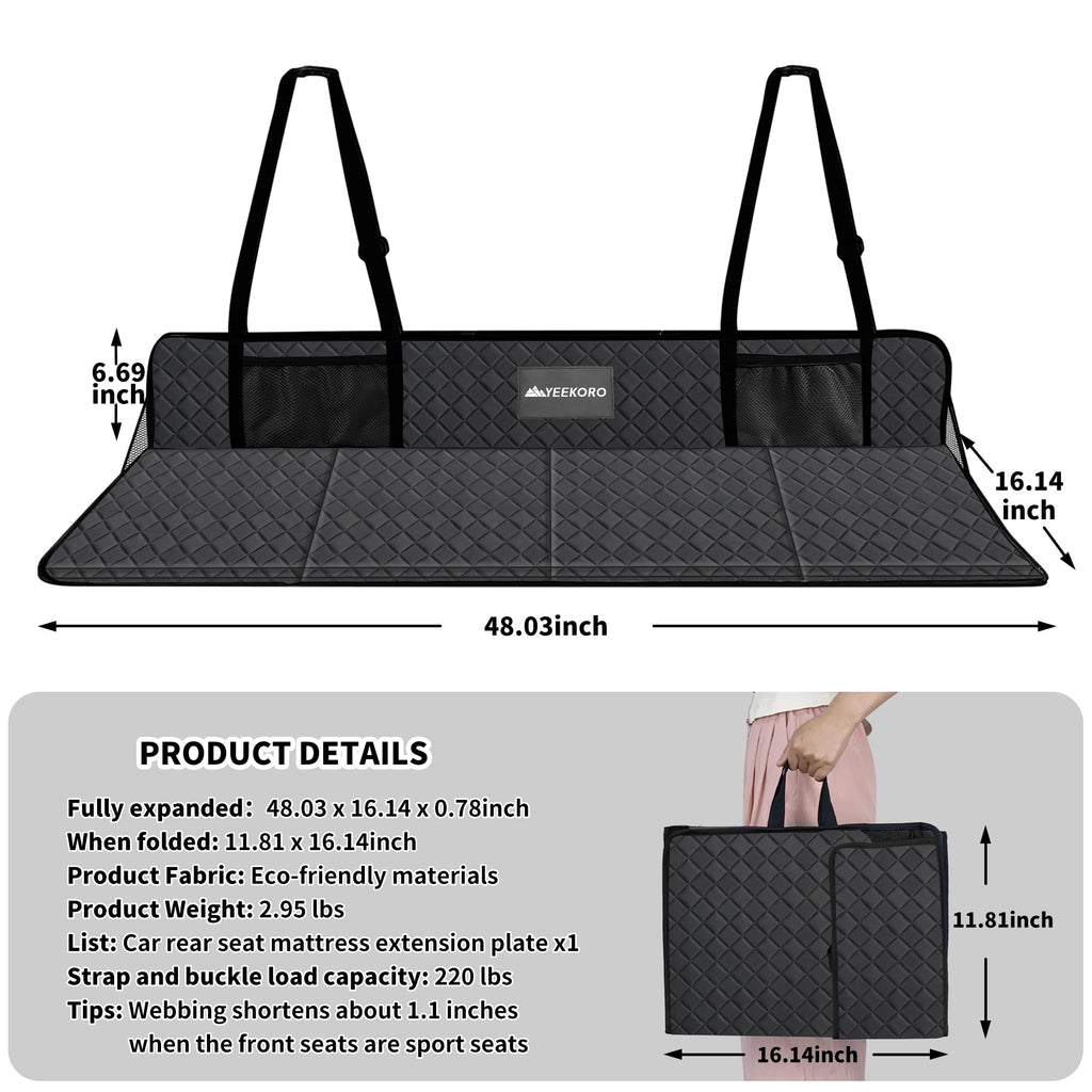 Yeekoro Car Rear Seat Mattress Extension Plate, Foldable Car Back Seats Extender For Sleeping, Increase Travel Trunk And Camping