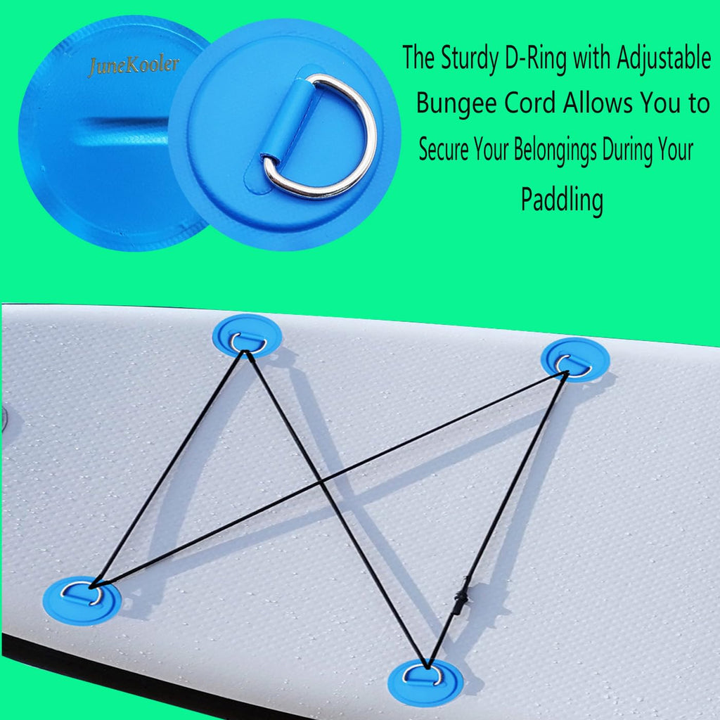 6Pieces Pad/Patch D Rings For Pvc Inflatable Boat Canoe Raft Stainless Steel D-Ring Dinghy Kayak Surfboard Paddle Board (Blue)