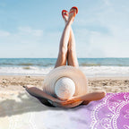 Sunlit Silky Soft 106X81 Boho Sand Proof Beach Blanket Sand Proof Mat With Corner Pockets And Mesh Bag For Beach Party, Travel,