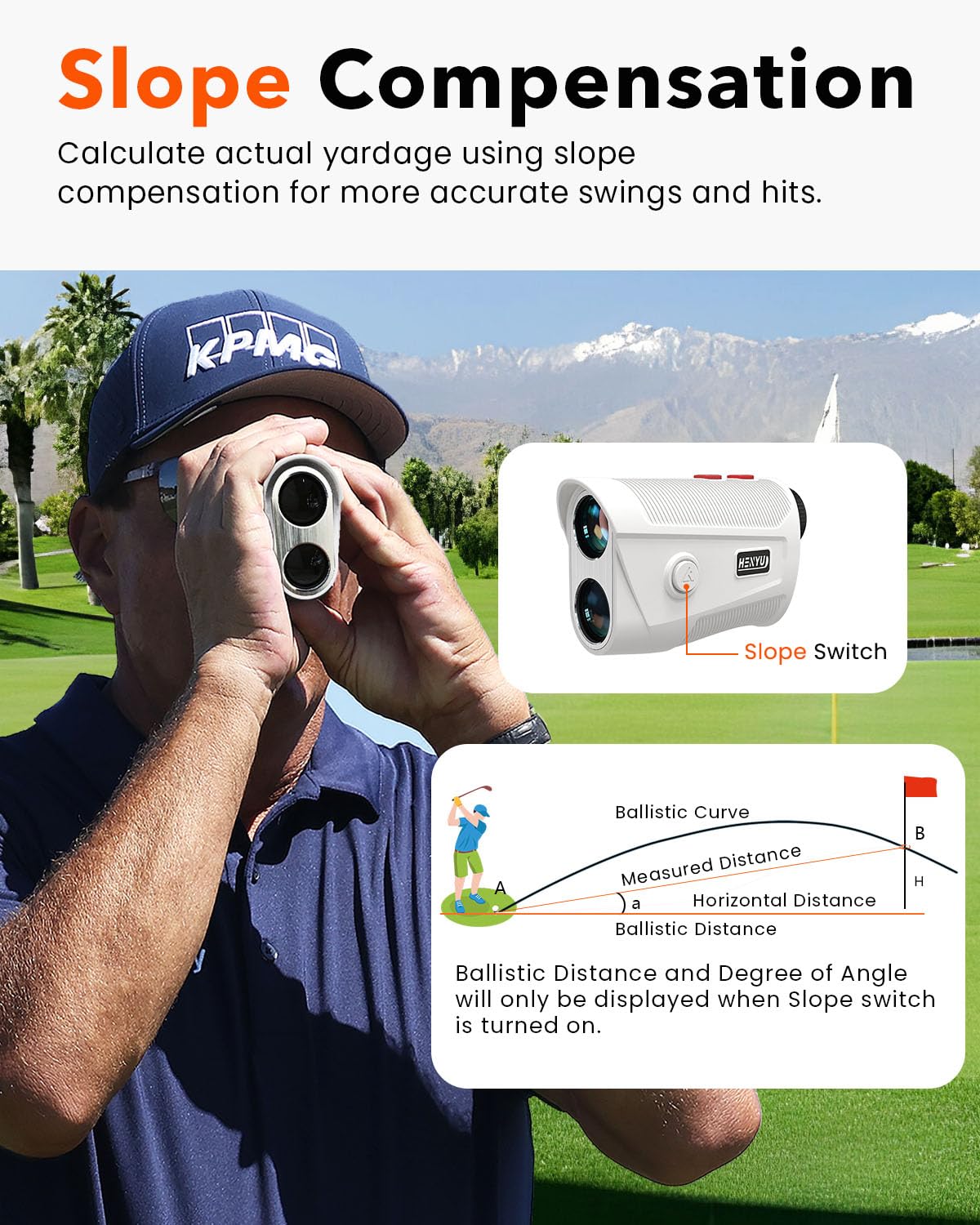 Golf Rangefinder With Slope, Golf Laser Rangefinder,1000 Yard Range Finder Golfing With Magnetic Holder, Usb C Rechagreable, 6X