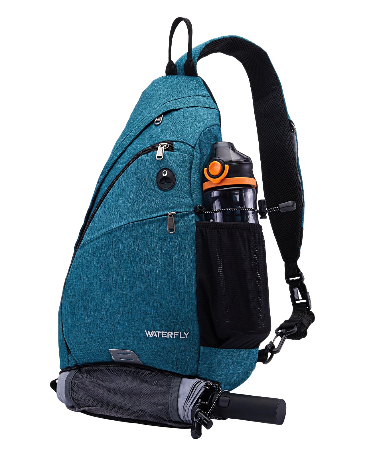 WATERFLY Sling Bag Sling Backpack Small Crossbody Shoulder Bag for Men Women Traveling Cycling Hiking Daypack