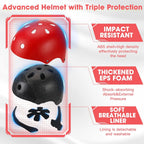 Toddler Kids Bike Helmet Set - Adjustable Cycling Helmet with Knee, Elbow Pads & Wrist Guards Sport Protective Gear Little Kid