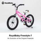 RoyalBaby Freestyle 7 Kids Bike 18 Inch Wheel Bicycle Beginners Girls Ages 5-8 Years, Kickstand and Water Bottle Included, Pink