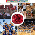 Lovecheer 2Pcs Red Pom Poms Cheerleading Metallic Cheer Pom Poms With Baton Handle For Sports Team Spirit Party Cheering