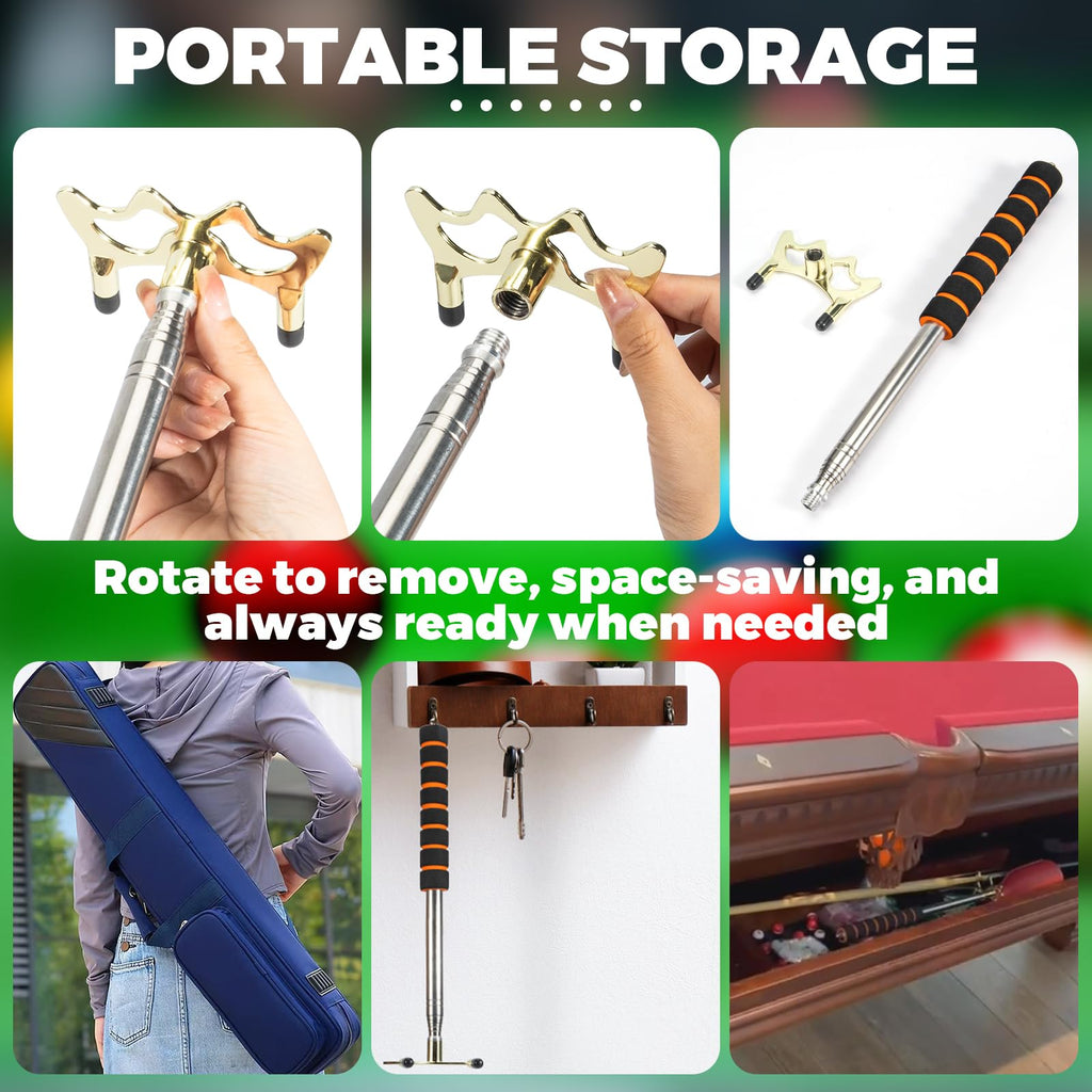 Eotjyao Pool Bridge Stick, Professional Retractable Pool Cue Bridge With Removable Brass Bridge Head, Free Adjustment For Multi-