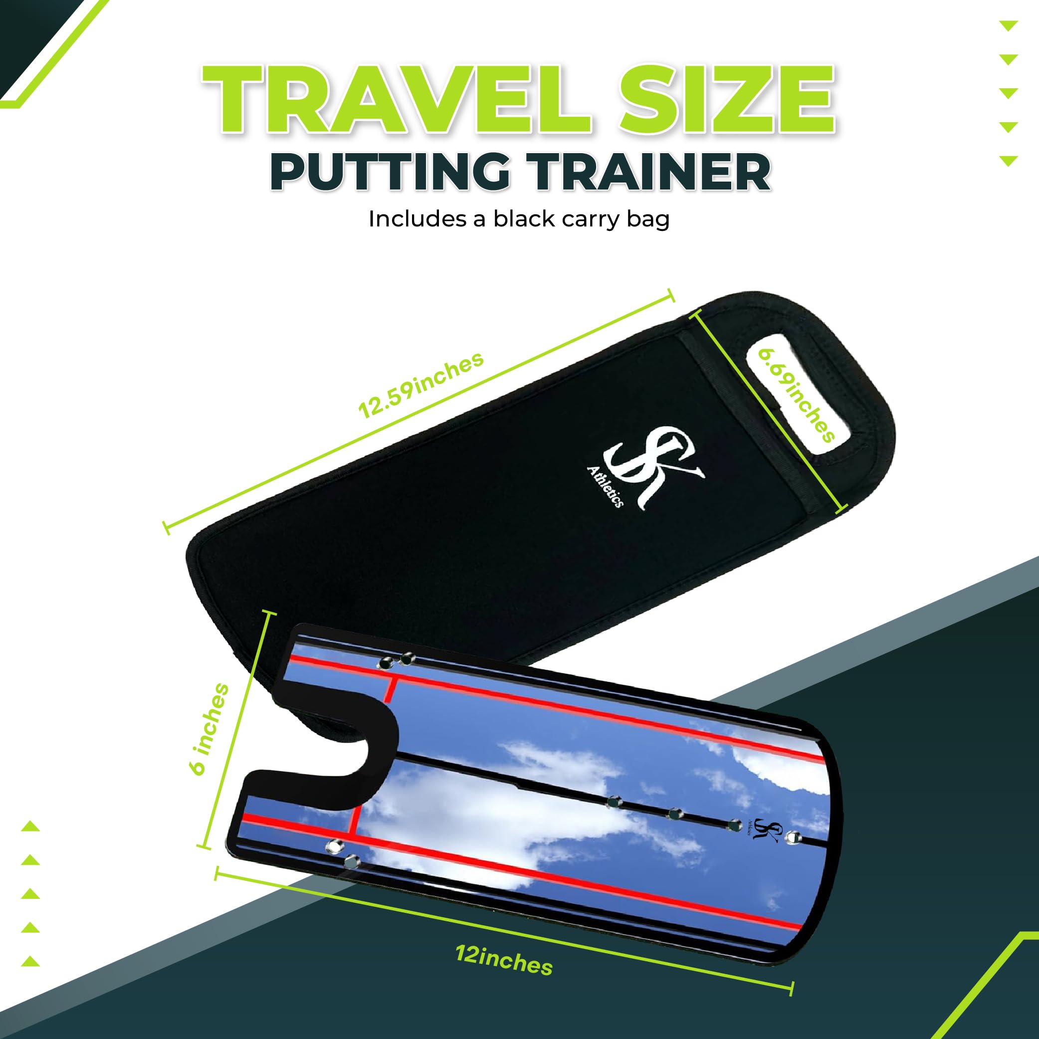 Golf Putting Mirror W/Upgraded Carry Bag  Golf Swing Trainer For Enhanced Putting Practice  Golf Trainer Putting Aid To Use W/Go