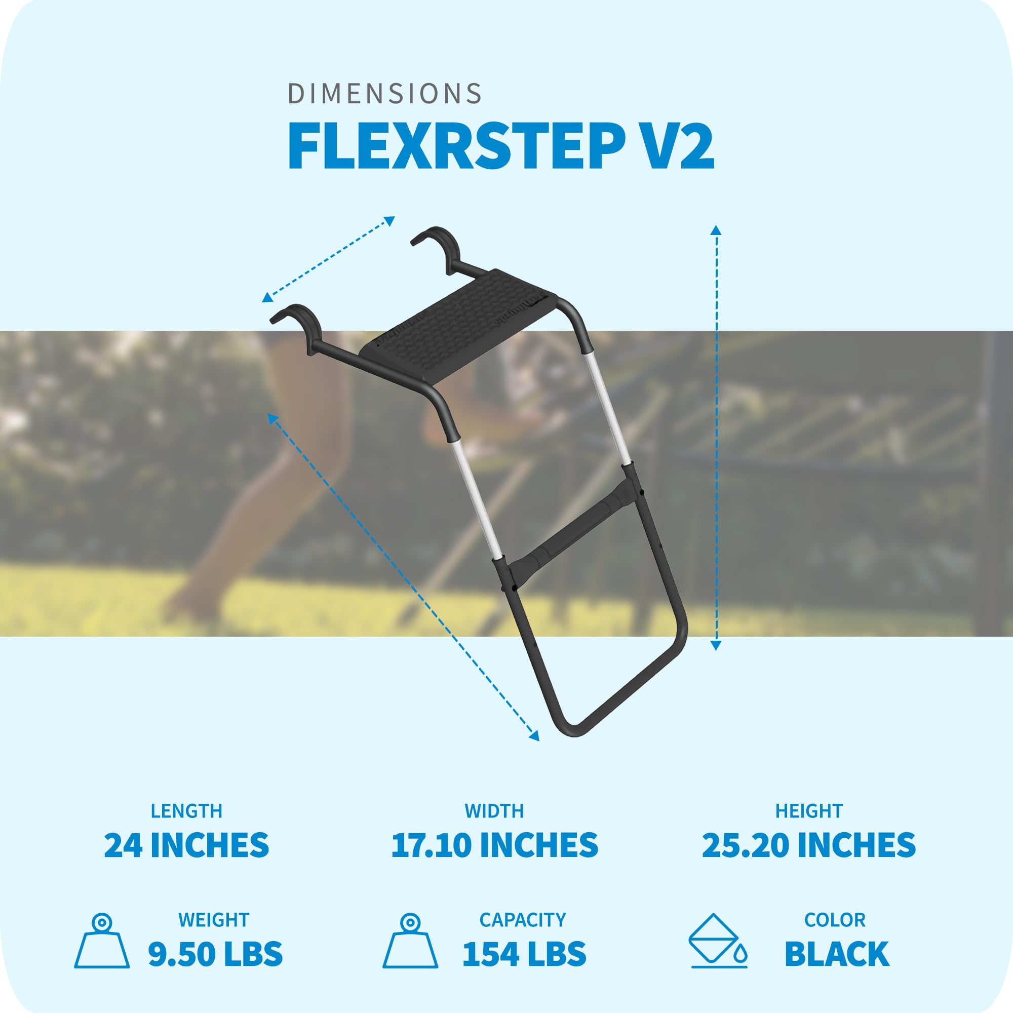 Springfree Trampoline Flexrstep V2 Ladder Accessory For Springfree Trampolines With Weight Capacity Of 152 Pounds And Safety Loc