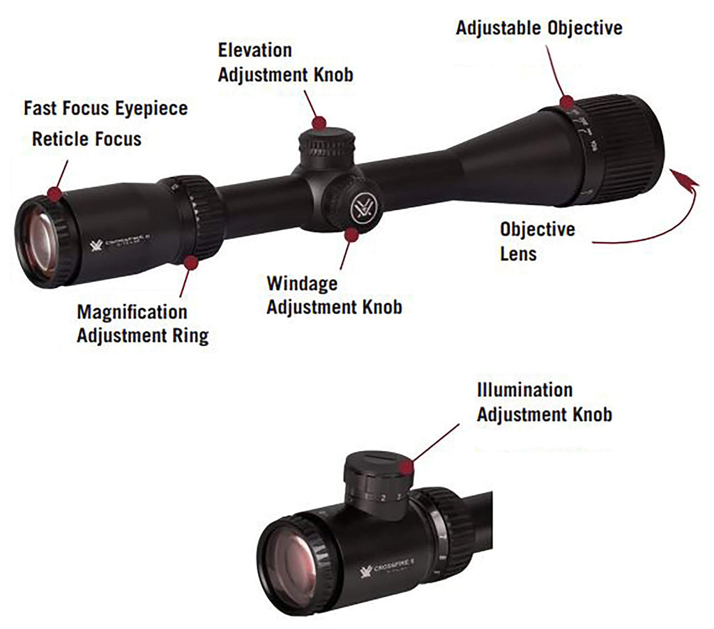 Vortex Optics Crossfire II 6-18x44 AO, 1-inch Tube, Second Focal Plane Riflescope - V-Brite Illuminated MOA, Model Number: CF2-3