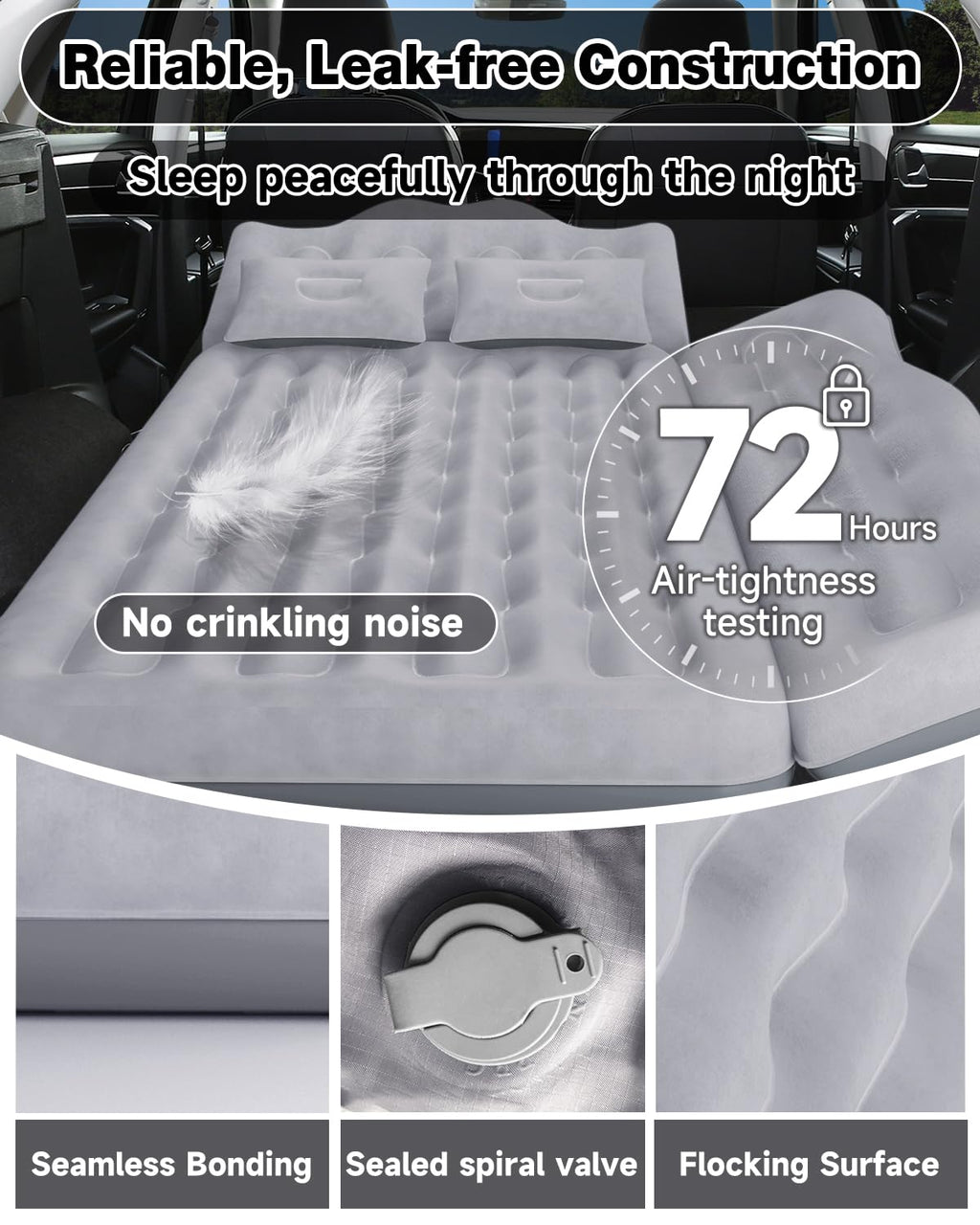 Umbrauto Truck Air Mattress Back Seat| Inflatable Car Camping Mattress Bed For Back Seat, Suv Blow Up Rear Seat Sleeping Airbed