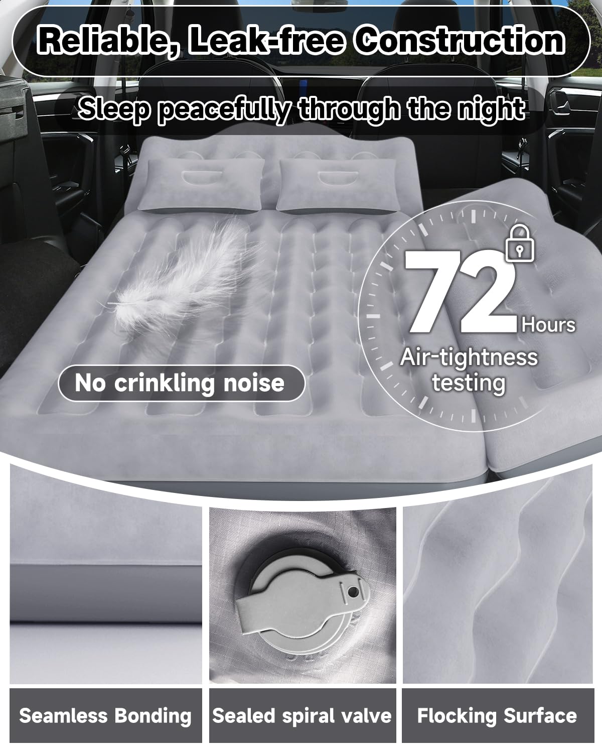 Umbrauto Truck Air Mattress Back Seat| Inflatable Car Camping Mattress Bed For Back Seat, Suv Blow Up Rear Seat Sleeping Airbed