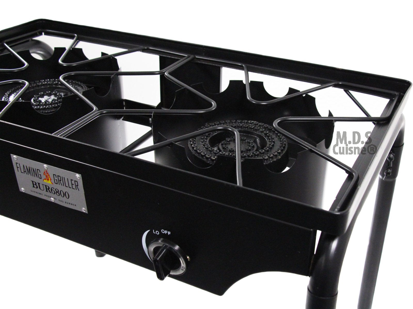 M.D.S Cuisine Cookwares Double Two Burner Stove Heavy Duty Outdoor Stand Portable Bbq Grill Camping