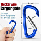 Sprookber 5 Heavy Duty Aluminum Carabiners, Large D-Ring Clips, Spring Snap Hooks For Camping, Hiking, Keychain, Dog Leash (Set