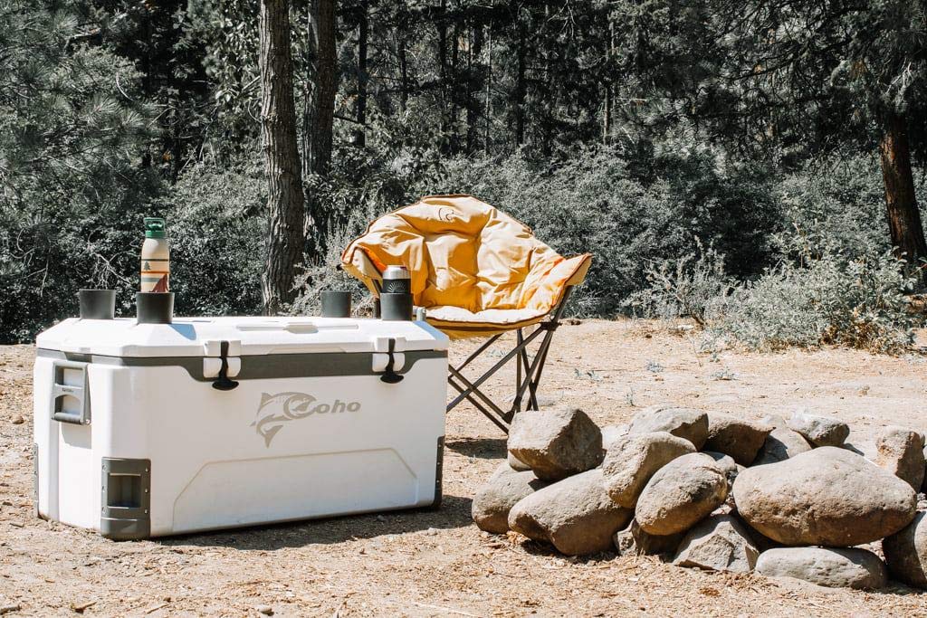 Coho 165Qt Insulated Hard Cooler With Fish Ruler, Removable Cup Holders, Magnetic Disc & Tie-Down Loops, Ice Chest For Camping,
