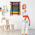 Winartton 8 Belts Karate Belt Display Rack With Stickers, Martial Arts Belt Display Holder, Taekwondo Belt Jiu Jitsu Belt Bjj Be