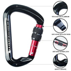 Sepeak Uiaa Ce 30Kn Locking Climbing Clips, Professional Ce Heavy Duty Screwgate Clip For Outdoor Climbing, Mountaineering, Rapp