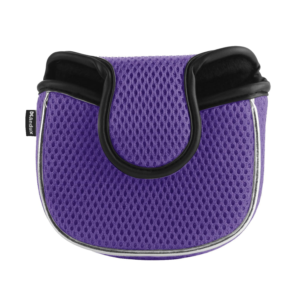 Andux Mesh Mallet Putter Cover Golf Putter Head Covers Purple, Square