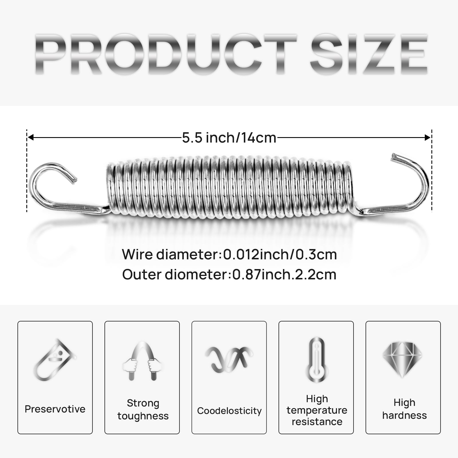 72 Pieces Trampoline Springs Replacement 5.5 Inch Trampoline Springs With T-Hook Heavy Duty Stainless Steel Trampoline Springs M