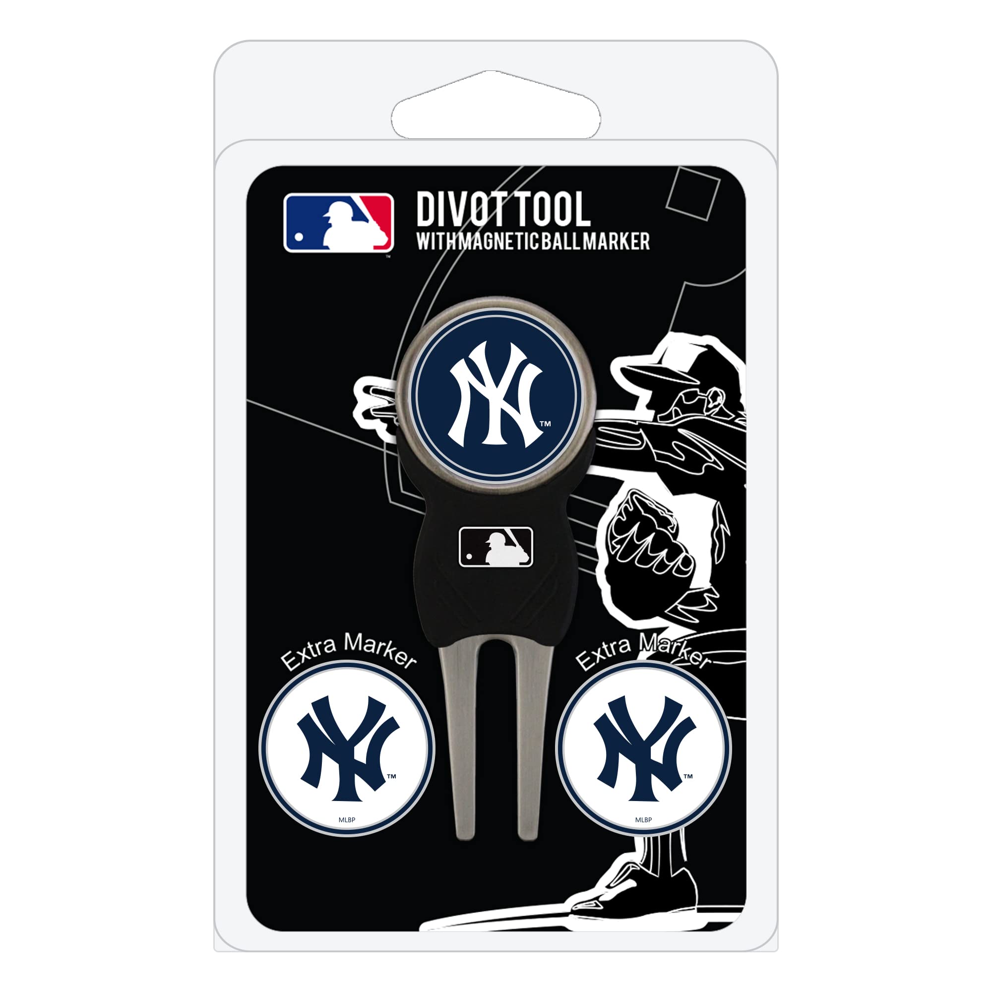 Team Golf Mlb New York Yankees Divot Tool Pack With 3 Golf Ball Markers Divot Tool With 3 Golf Ball Markers Pack, Markers Are Re